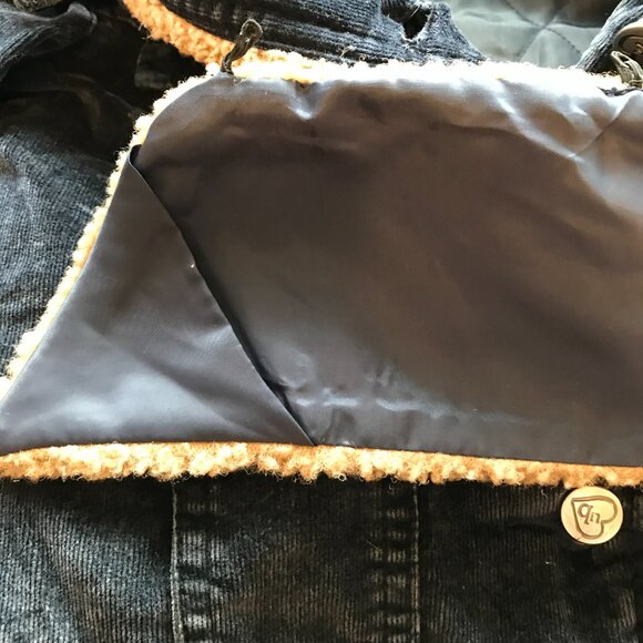 Y2K VTG Retro Corduroy quilted navy jacket women S sherpa country western boho - Picture 11 of 12